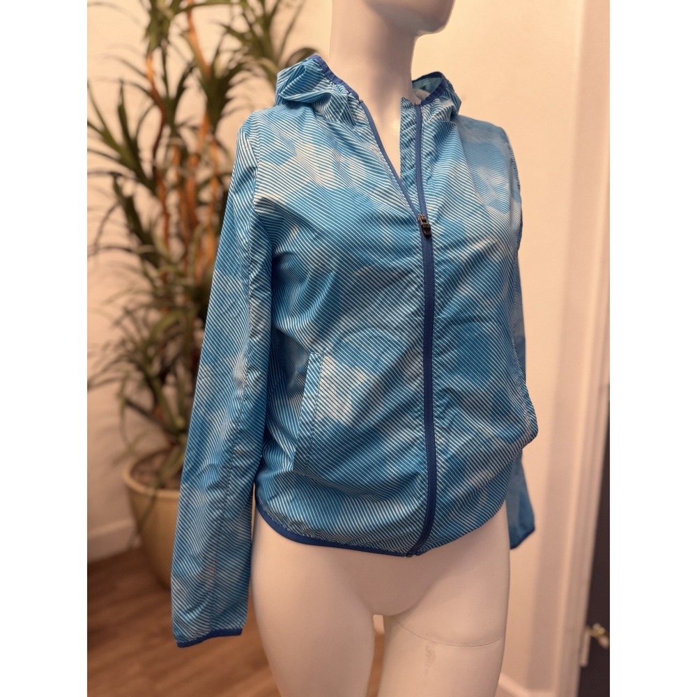 ASICS Packable Running Jacket Sz XS/S Lightweight Hooded Windbreaker Zip Front